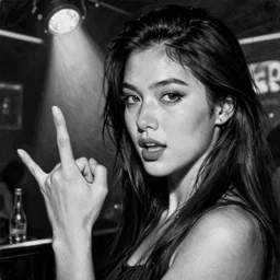 highly detailed black and white realistic painting of a beautiful samurai, night club, harmony, beautiful face, rule of thirds, spotlight, hand gesture, expressive, passionate, by jenny saville, by greg rutkowski, by lucian freud, by jeremy mann, digital painting, charcoal