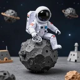 a space captain steering an asteroid, space backdrop, everything made of papier - mache canon 5 d 5 0 mm lens, diorama