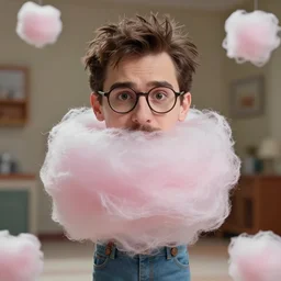 still of jesse pinkman made out of cotton candy, still has cotton candy texture, human has cotton candy texture, 8 5 mm, f. 1 4, beautiful composition,