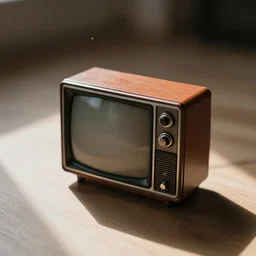 tilt shift photo of a miniature antique tv set