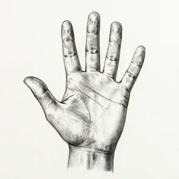 biological drawing of a human hand