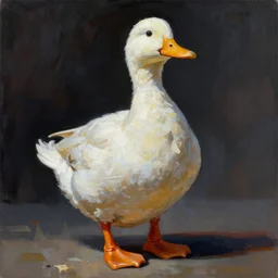 A mixed media painting of a duck in a labcoat and boots, by Frank Frazetta, Greg Rutkowski, Beeple, post-processing, low angle, masterpiece, cinematic, isometric, volumetric lighting