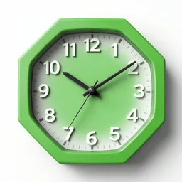 an hexagonal green clock