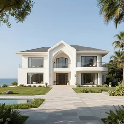 a mansion on the seaside designed by James Jean, photorealistic