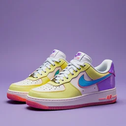 retro futuristic colorful Nike Air Force 1 sneakers by syd mead