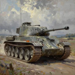 panzer iv, oil painting