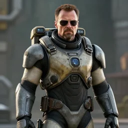 walter white as gordon freeman, wearing an hev suit, half - life 3, hyperrealism, highly detailed, movie still, 8 k