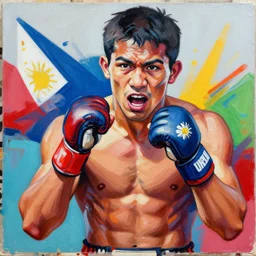 greg manchess portrait of a filipino mma fighter shock of being hurt, organic painting, sunny day, matte painting, bold shapes, hard edges, street art, trending on artstation, by huang guangjian, gil elvgren, ruan jia, randy vargas, greg rutkowski