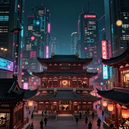 futuristic chinatown view, shintoism temple, 4 k remaster extremely detailed cinematic movie still from blade runner 2 0 4 9 asia, skyscrapers with chinese pagodas, samurai city, neon signs, cyberpunk, cinematic light, by artgerm, cyber noir, bokeh, denis villeneuve, rich colors, night
