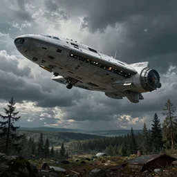 Landing starship. By Konstantin Razumov, horror scene, highly detailded