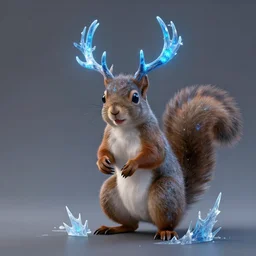 squirrel magician, arcainist, dnd, character design, antlers, blue lights, unreal engine, frostbite, photorealistic, 4 k