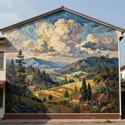a socialist realist mural that says daily