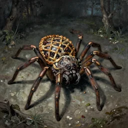 “a spider that has a body made of pie, extremely creepy and eerie, by zdzisław beksiński”