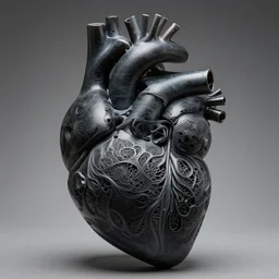 cinematic lighting daguerrotype of geometric scientific sculpture of a human left ventricle wrapped around a human torso made of carved black frosted glass and silicone tubing, fractal 3 d structure, sculpted by barbara hepworth and naum gabo, high contrast shocking detail trending on artstation 8 k