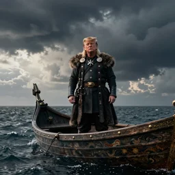 donald trump as a viking on sea