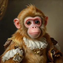 baroque rococo painting Royal Fancy monkey Hildebrandt Lisa Frank high detail cute adorable whimsical up close