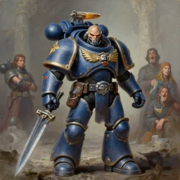 oil painting a tau soldier from warhammer as a doomguy, elegant, detailed, fantasy, hd shot, digital portrait, beautiful, artstation, comic style, unreal engine, by artgerm, guy denning, jakub rozalski, magali villeneuve and charlie bowater