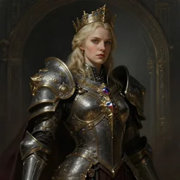 dark future portrait of imogen poots as a warhammer paladin by sasha tudvaseva, deep focus, intricate, elegant, regal, highly detailed, digital painting, artstation, concept art, matte, sharp focus, illustration, warhammer, fantasy, hearthstone, art by artgerm and greg rutkowski and alphonse mucha