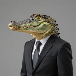 Crocodile in a business suit, highly detailed portrait, trending on Artstation