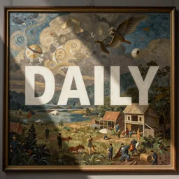 the word daily in a socialist realist mural
