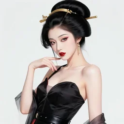 the portrait of an absurdly beautiful, graceful, elegant, sophisticated, fashionable cyberpunk geisha gravure idol, an ultrafine hyperdetailed illustration by kim jung gi, irakli nadar, vania zouravliov, intricate linework, bright colors, porcelain skin, blue eyes, face paint, unreal engine 5 highly rendered, global illumination, radiant light, detailed and intricate environment