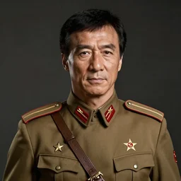 Steven Seagal dressed as a soviet commander, realistic portrait.