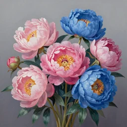 beautiful digital painting cerise and blue peonies, by Georgia O'Keeffe, Carmelo Blandino, Cyril Rolando, artstation, Behance, 4K