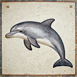 A dolphin in the form of medieval mosaic art
