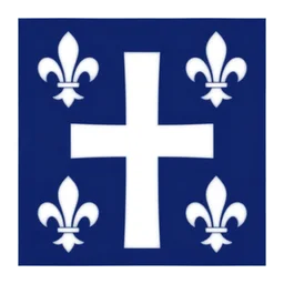 blue flag with white cross and four white fleur-de-lys