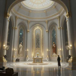a cybernetic room, scifi religious, Archviz, elegant, intricate, digital painting, artstation, concept art, smooth, sharp focus, illustration, art by artgerm and greg rutkowski and Jordan Grimmer