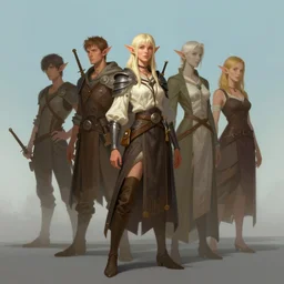portrait of elf artificer by atey ghailan, by greg rutkowski, by simon stalenhag, by greg tocchini, by james gilleard, by joe fenton, by kaethe butcher dynamic lighting, gradient light blue, brown, blonde cream and white color scheme, grunge aesthetic
