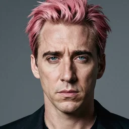 portrait of a 20-year-old Nicolas Cage cyberpunk pink hairstyle serious facial expression by Mario Testino,   headshot, detailed, award winning, Sony a7R