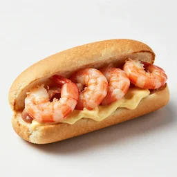photo of the most delicious shrimp po boy sandwich of all time, food photography, New Orleans award winning po boy