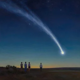 a beautiful comet tails painting by artgerm and alex grey and wes anderson and spike jonze, trending on artstation