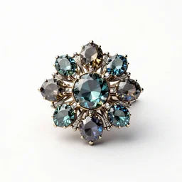 obsidian hair pin with gems, stylized 3d render, isolated on a pure white background, centered, entire object in frame, sharp focus, soft studio lighting