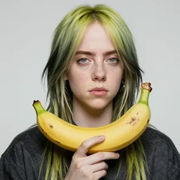 masterpiece portrait of billie eilish a banana, au naturel, hyper detailed, digital art, trending in artstation, cinematic lighting, studio quality, smooth render, unreal engine 5 rendered, octane rendered, art style by klimt and nixeu and ian sprigger and wlop and krenz cushart and kim jung gi and greg rutkowski and jennifer wuestling and ricardo padiarne silvera