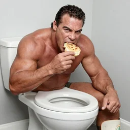photograph of hulk hogan eating out of a toilet