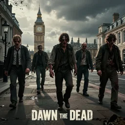 zombies in london, ultra realistic, photorealism, from the movie dawn of the dead