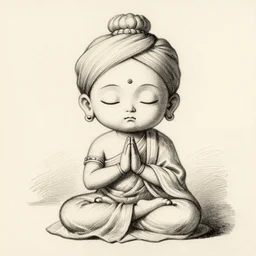 fullbody sketch of a chibi sadhu meditating, etching by louis le breton, 1 8 6 9, 1 2 0 0 dpi scan