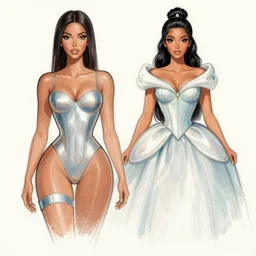 milt kahl sketch of victoria justice with kim kardashian body as princess daisy