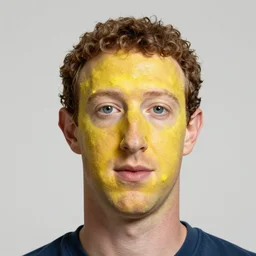 Mark Zuckerberg with yellow lemon looking skin