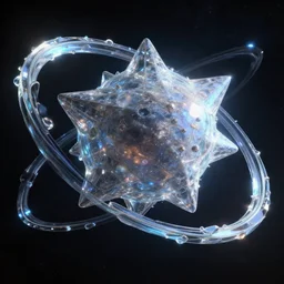 huge star in space fully made of glass and glass rings orbits around it | science, space, science fiction | hyperrealistic, 8 k, behance, artstation