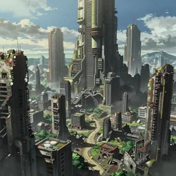 dystopian city ruins by Katsuhiro Otomo