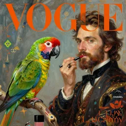 parrot shaman parrot shaman parrot shaman, vogue women's fashion beauty celebrity magazine, chanel makeup, ilya kuvshinov, john singer sargent, digital art illustration, impressionist oil painting, trending on artstation, intricate