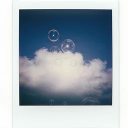holographic bubbles and clouds, polaroid 35mm