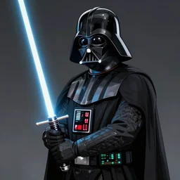 Darth Vader holding his lightsaber, Anime art style