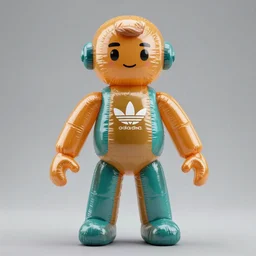 accurate detailed pvc inflatable amber & teal colored action figure god, full body, futuristic, concept art, character only, detailed art, adidas streetwear, figurine!!!, studio lighting, grey background, no shadow, trending on artstation, 4 k, sharp, highly - detailed, focus on face!!!