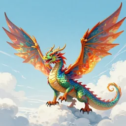 colorful dragon spreading its huge wings