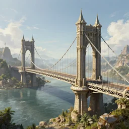 a grossly over - designed bridge, fantasy art, highly detailed