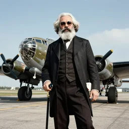 Karl Marx dressed up as a B-17 bomber
